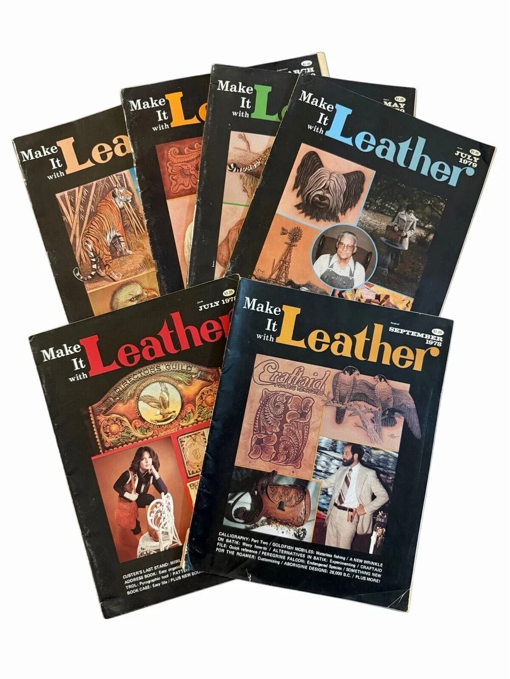 Vtg Make It With Leather Magazine Lot Of Six With Template Patterns 70s-80s